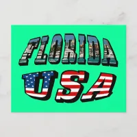 Florida Picture and USA Flag Text Postcard