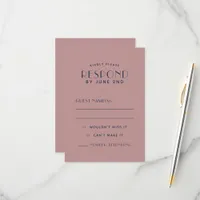 Simple Clean Minimal Blush Navy Wedding RSVP Cards