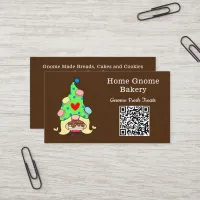 QR Code Gnome Hometown Bakery Chocolate Brown Business Card