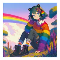 LGBTQIA+ Anime Girl Lesbian Pride  Acrylic Print