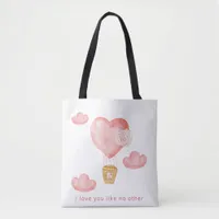 Hearts Balloon Valentine Personalized Photo  Tote Bag