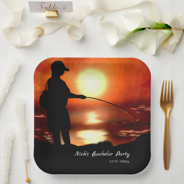 Fishing bachelor party Fishing lover Colorful Paper Plates