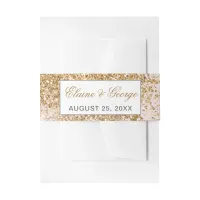 Blush Gold Glitter Sparkle Elegant Wedding Invitation Belly Band