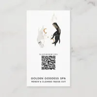 *~* QR Code Stars Moon Mystic Hands Gold Spa Business Card