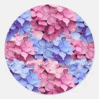 Heavenly Pink and Baby Blue Hydrangeas Classic Round Sticker