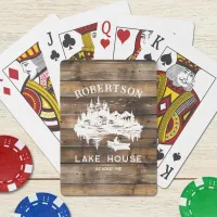 Family Name Lake House Rustic Wood  Poker Cards