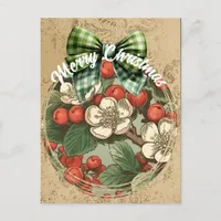 Christmas Vintage Floral and Berries Collage Postcard