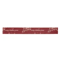 Red Floral Christmas Pattern Satin Ribbon