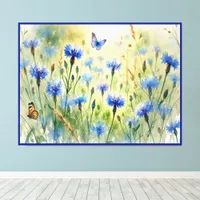 Watercolor Blue Floral Cornflower Germany | Canvas Print