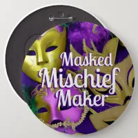 Mardi Gras Purple and Gold Masquerade Masks  Button