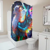 Majestic Kaleidoscope Phoenix Vibrant Colours Shower Curtain