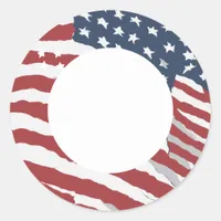 Distressed US Flag with Custom Text Classic Round Sticker