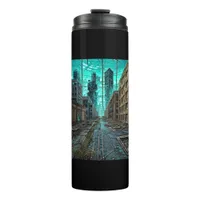 Abandoned City Dystopian AI Generated Artwork Thermal Tumbler