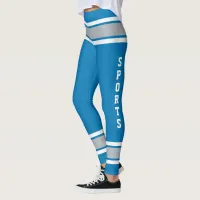 Honolulu Blue Silver White Team Colors Love Sports Leggings