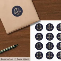 Lawyer Attorney Gold Scales of Justice Classic Round Sticker