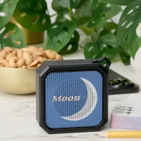 Moon Cool Simple Fun Retro Blue White Typography  Bluetooth Speaker