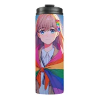 Anime Girl with LGBTQIA+ Cape   Thermal Tumbler