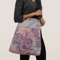 Khaki & Colorful Swirling Watercolor Crossbody Bag