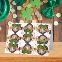 St. Patrick's Day Flower Heart and Clover Bouquets Card