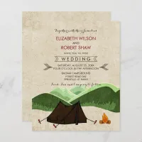 Budget Modern Rustic Camping Wedding Invitations