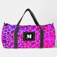 Purple and Pink Leopard Print Monogram  Duffle Bag