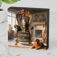 Playful Phrase Cats Rule, Dogs Drool Wood Box Sign