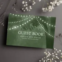 Rustic Tree String Lights Green Wedding Guest Book