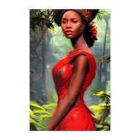 Safari Queen: Majestic African Woman Red Feathers Acrylic Print