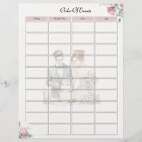 Wedding Bridal Order of Events Planner Page