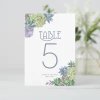 Succulents and Sparkle Table Numbers Blue ID515