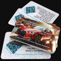 Sleek Modern Mobile Auto Car Detailing QR Code URL Business Card