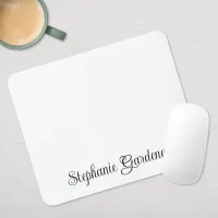 Curly Calligraphy Name Modern Minimalist White Mouse Pad