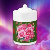 Monogrammed Name Pink Roses | Teapot