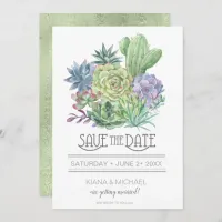 Succulents and Sparkle Save the Date Green ID515 Invitation