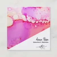 *~* Bold Marble Abstract Organic Watercolor Square Business Card