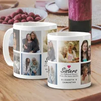 Sisters Script Quote Hot Pink Heart Photo Collage Coffee Mug