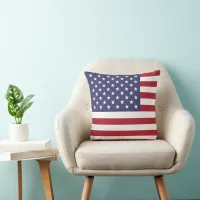 Red White & Blue Patriotic American Flag Throw Pillow