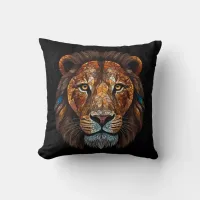 Lions head with mosaic stained glass effect throw pillow