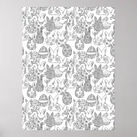 Easter Bunnies and Eggs Large Adult Coloring Poster