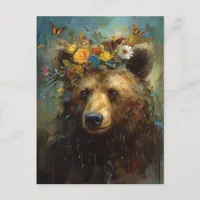 Bear in a Floral Crown Postcard