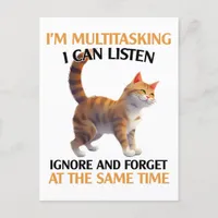 Funny Multitasking Cat Postcard