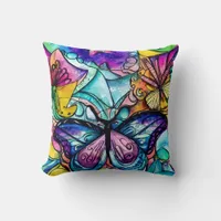 Beautiful Abstract Butterfly Design 16 Inch Throw Pillow