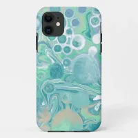 Teal Green Blue Marble Fluid Art   iPhone 11 Case
