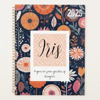 Modern Boho Floral Design in Navy and Peach Planner