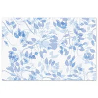 Trendy Modern Blue and White Tropical Leaves Tissue Paper