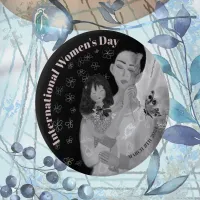 International Women's Day black and white Button