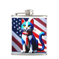 Patriotic cat  flask