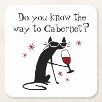 Do You Know the Way to Cabernet? Wine Pun Square Paper Coaster