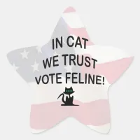 Vote Cat with American Flag Star Sticker