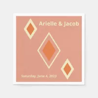 Cream, Blush & Orange Mid Century Modern Diamond  Napkins